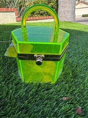 Neon Green Acrylic Top-Handle Box Bag